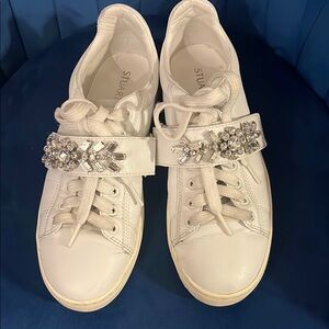 Stuart Weitzman Crystal White Sneakers